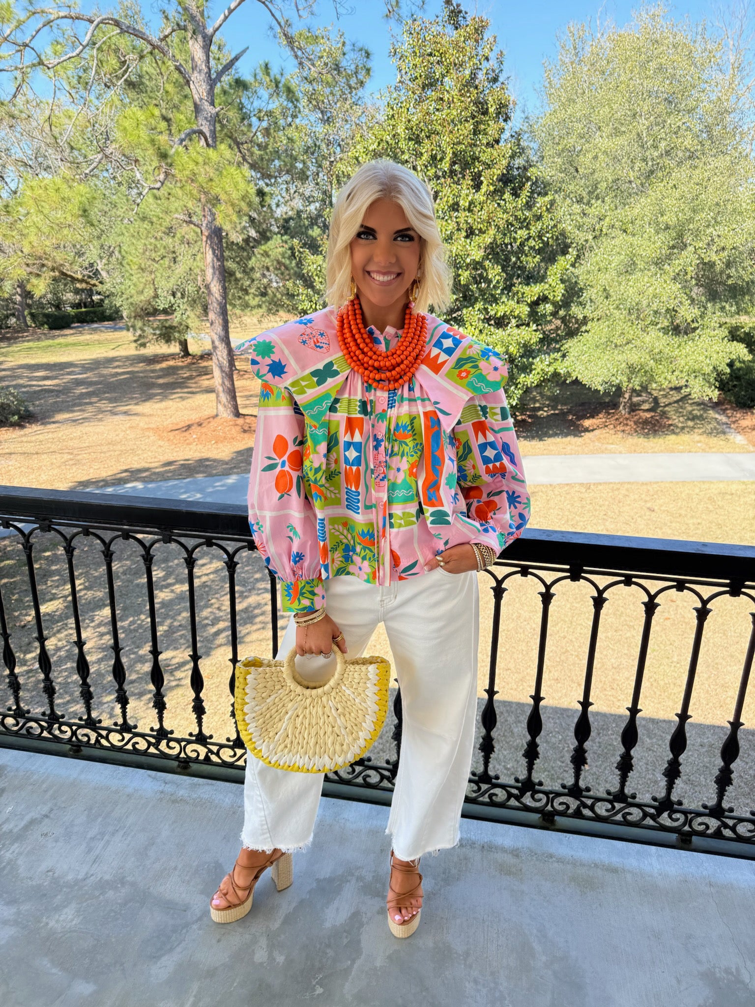 Floral Frame Collar Top