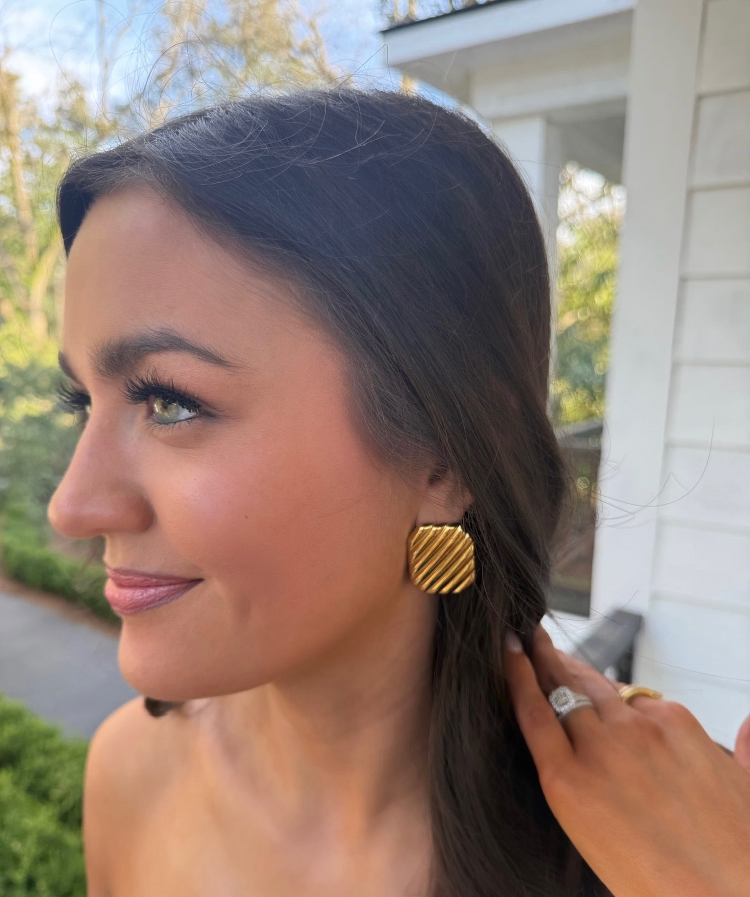 Whitley Textured Stud - Gold