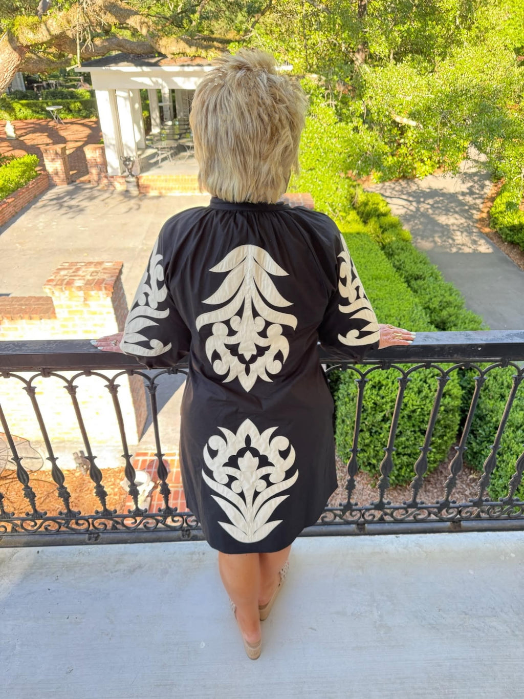 Juniper Floral Appliqué Dress - Black