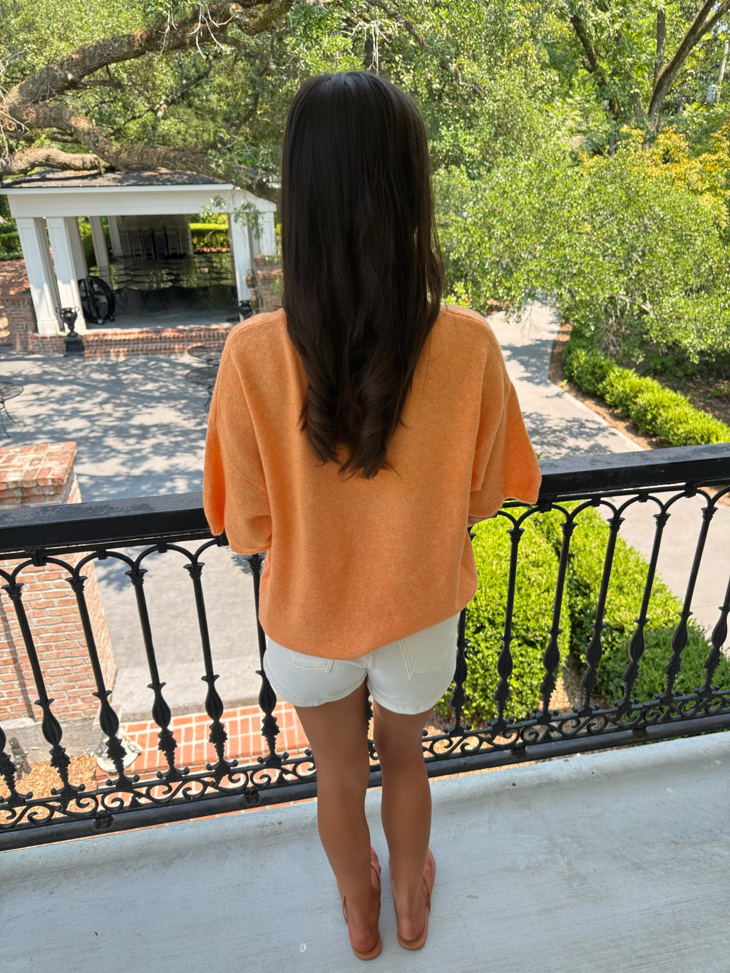 August Short Sleeve Cardigan - Orange