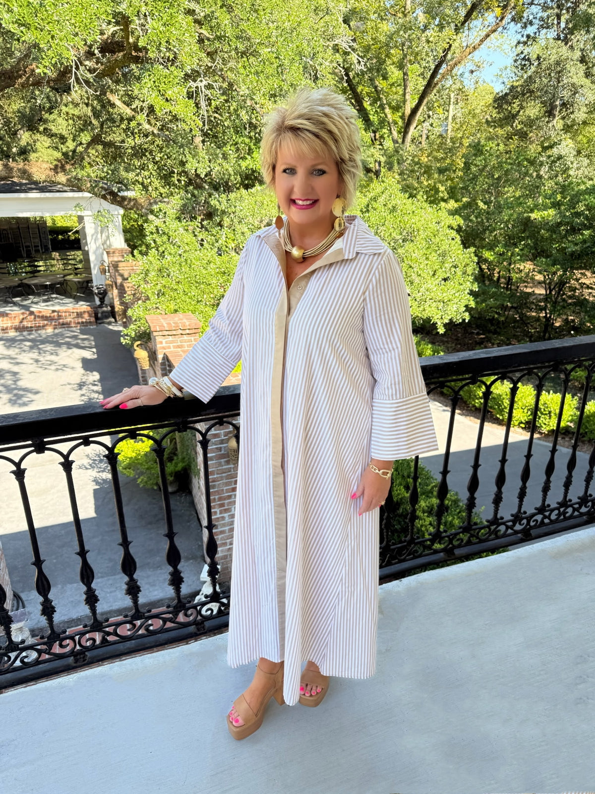 Miller Striped Maxi - Tan & White