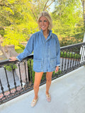 Cleo Button Front Jacket - Denim