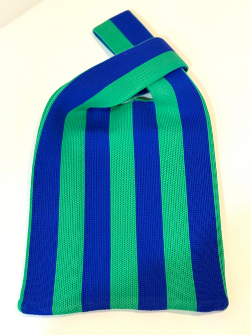 Claude Knit Tote Bag - Blue & Green Stripe