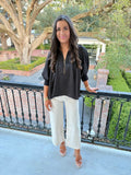 Genevieve Top - Black Satin
