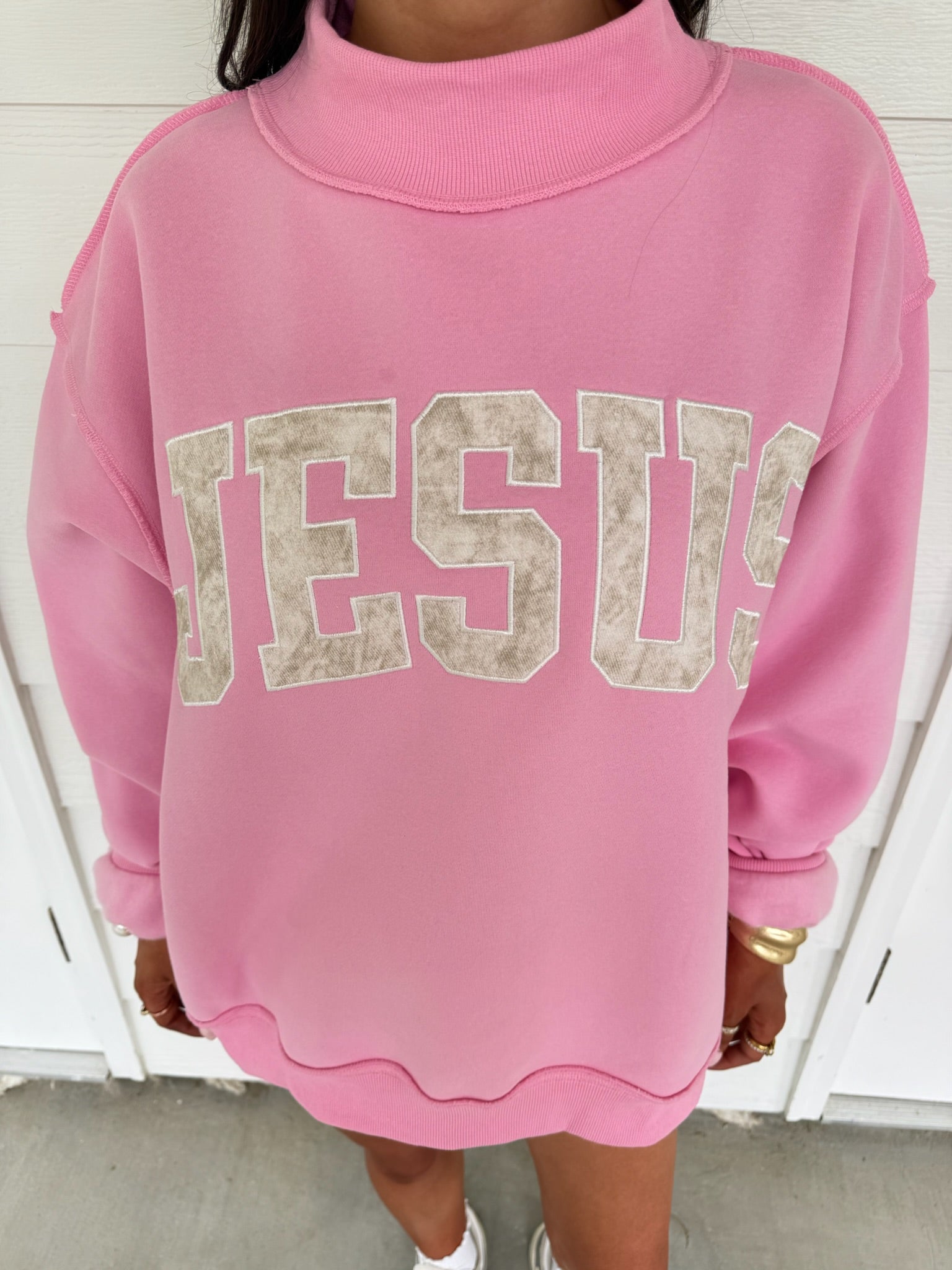 Jesus Embroidered Mockneck