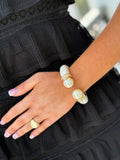 Elton Chunky Pearl Bangle - White
