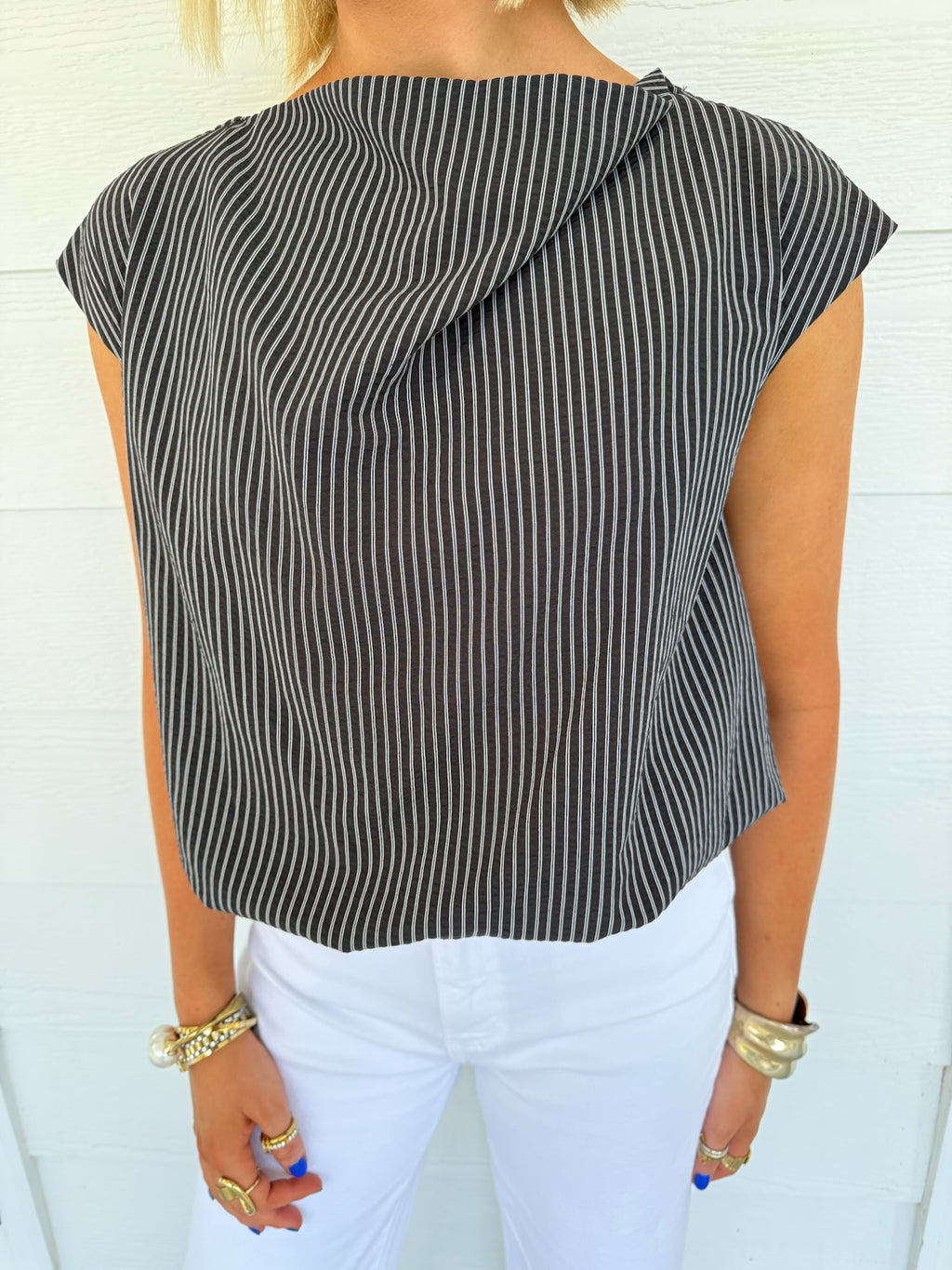 Thomas Pinstripe Top - Black & White