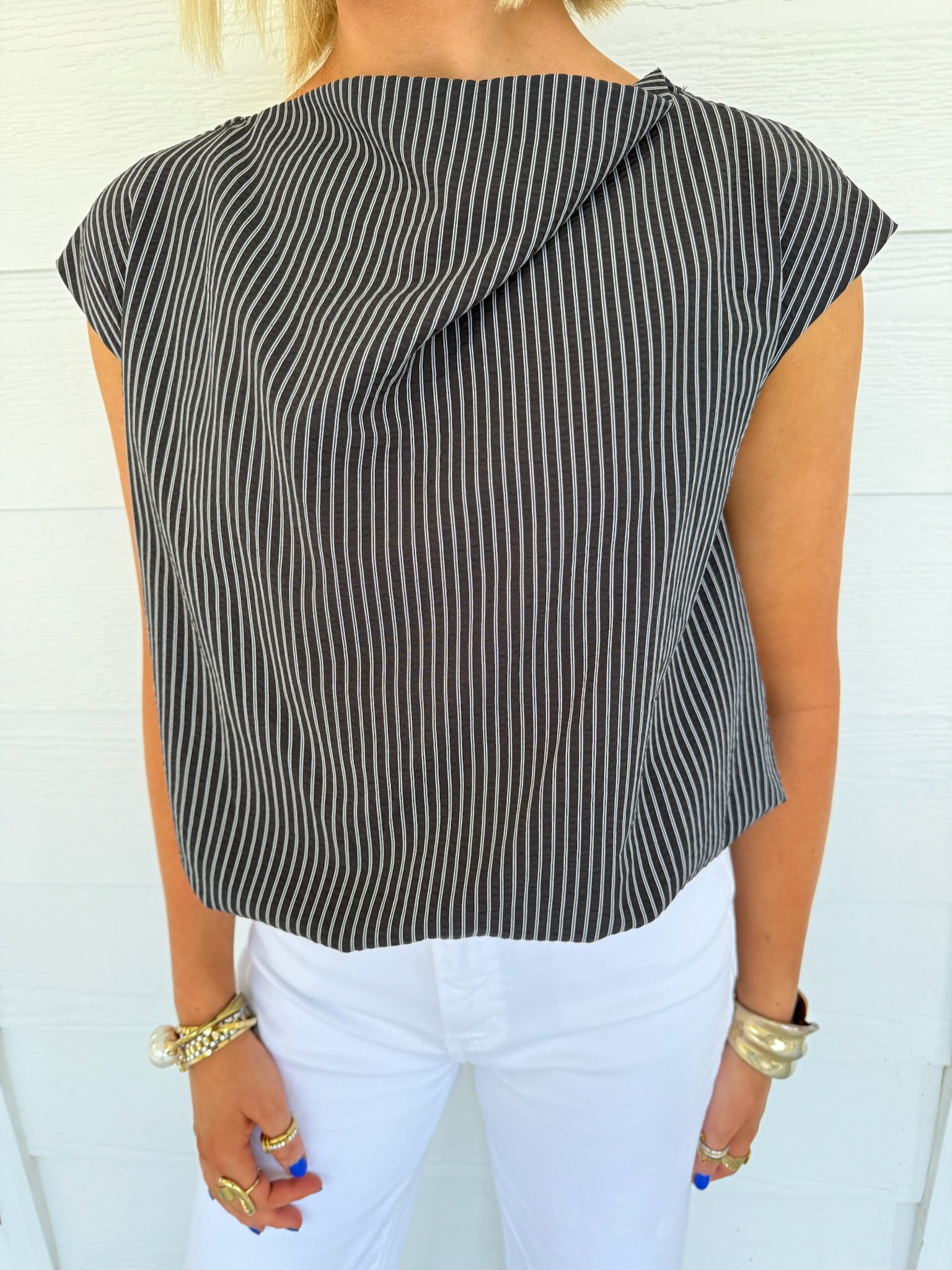 Thomas Pinstripe Top - Black & White