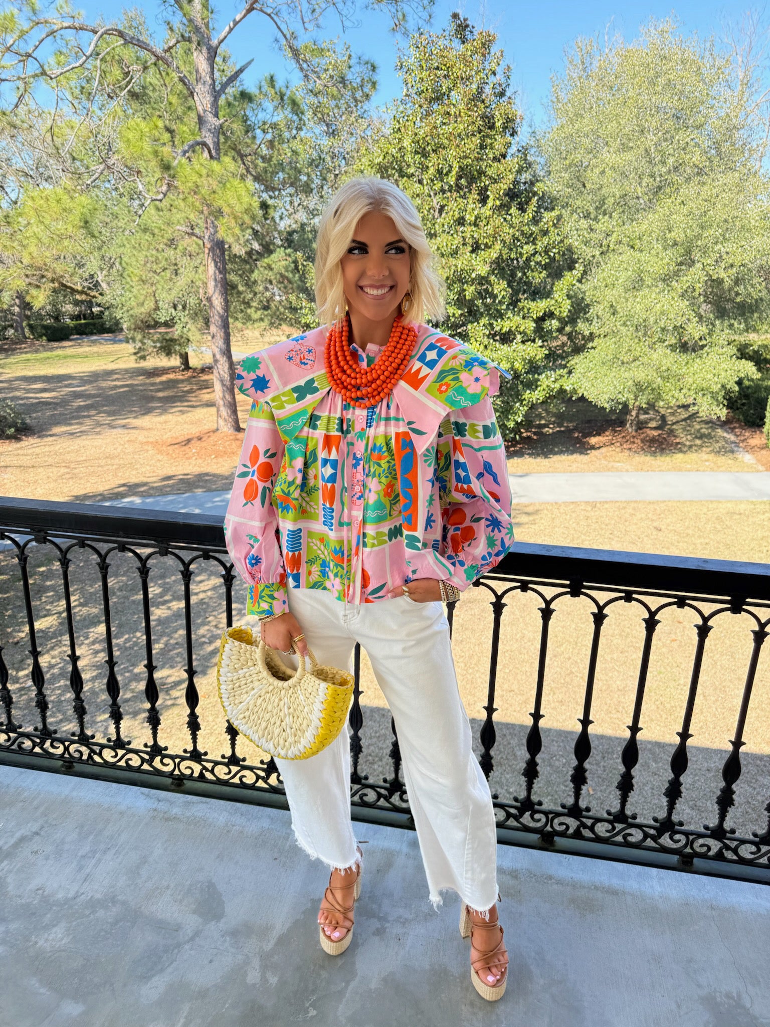 Floral Frame Collar Top