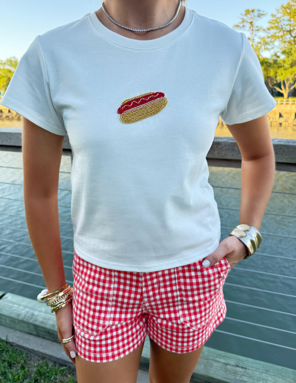 Hot Dog Embroidered Tee