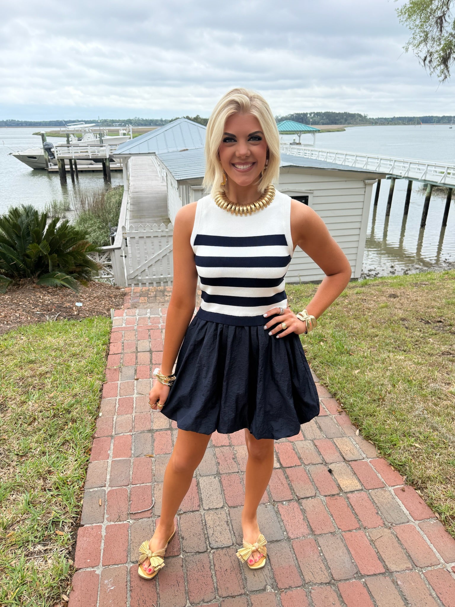 Patrick Navy Bubble Dress