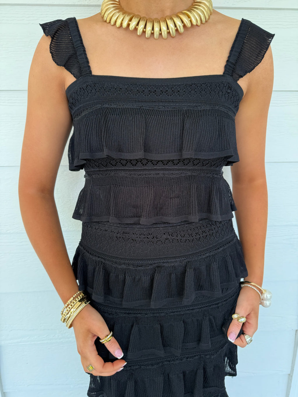 Vince Black Tiered Skirt Set
