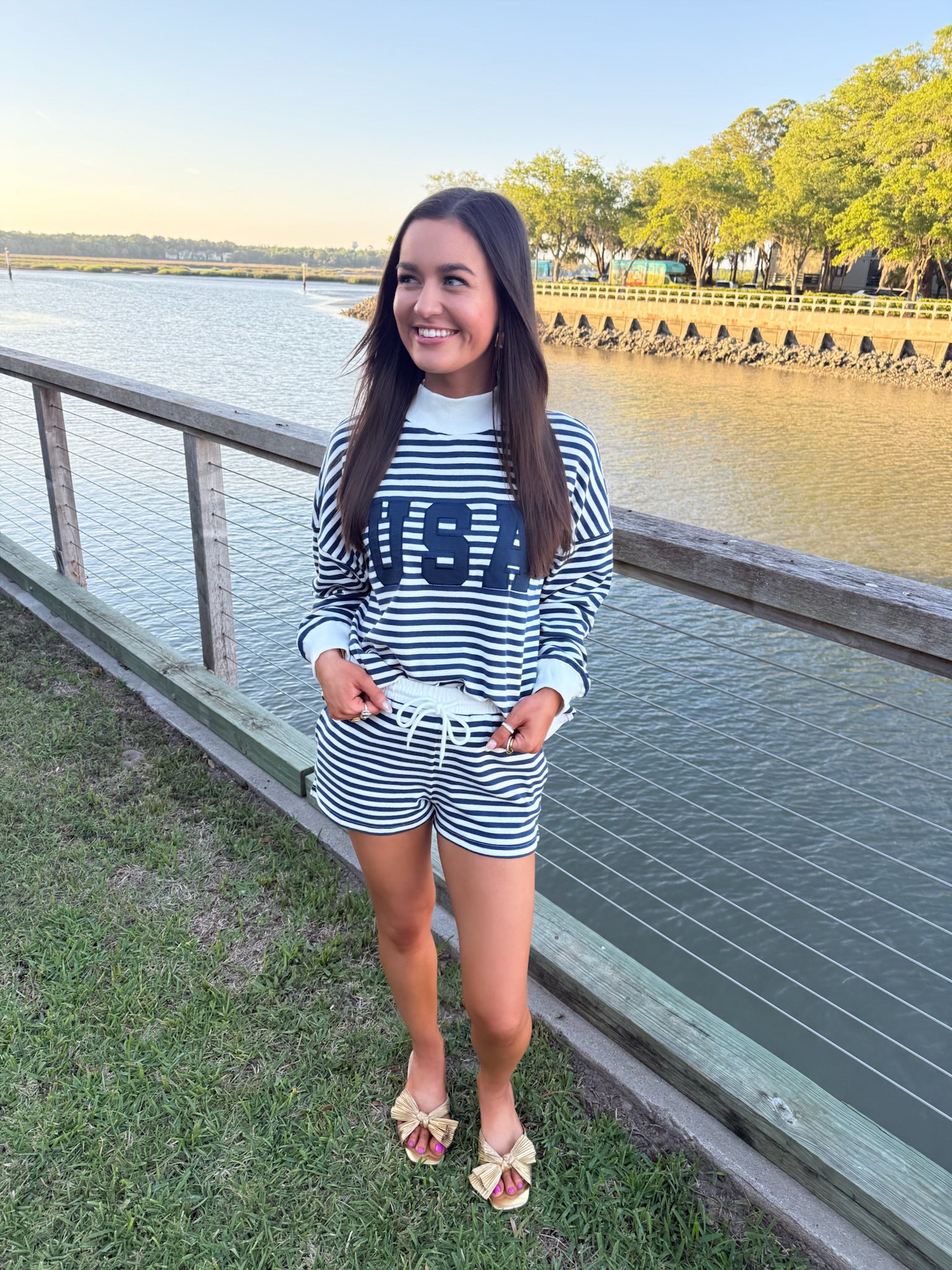 USA Stripe Mockneck Set