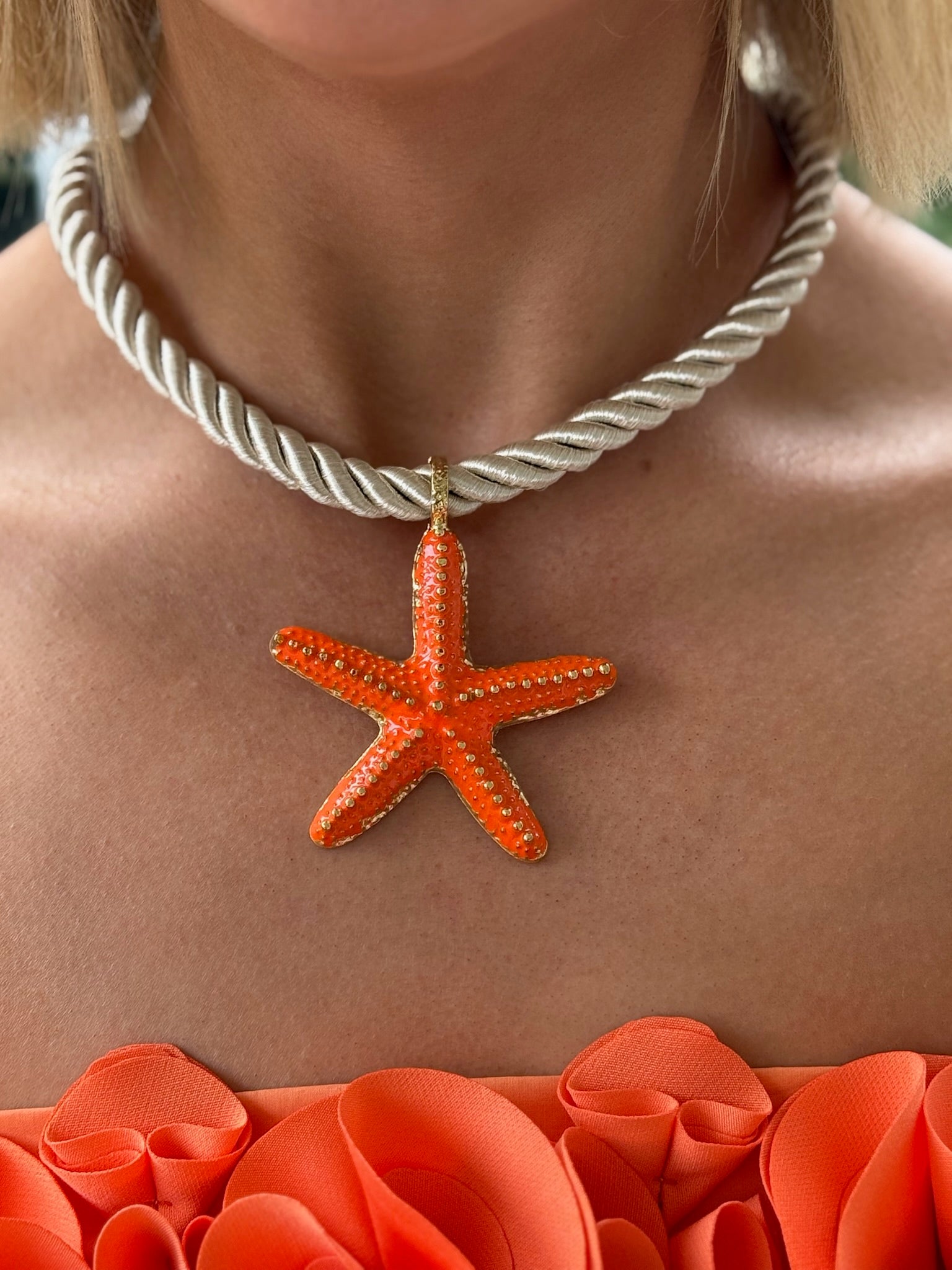 Cove Rope Necklace - Orange Starfish