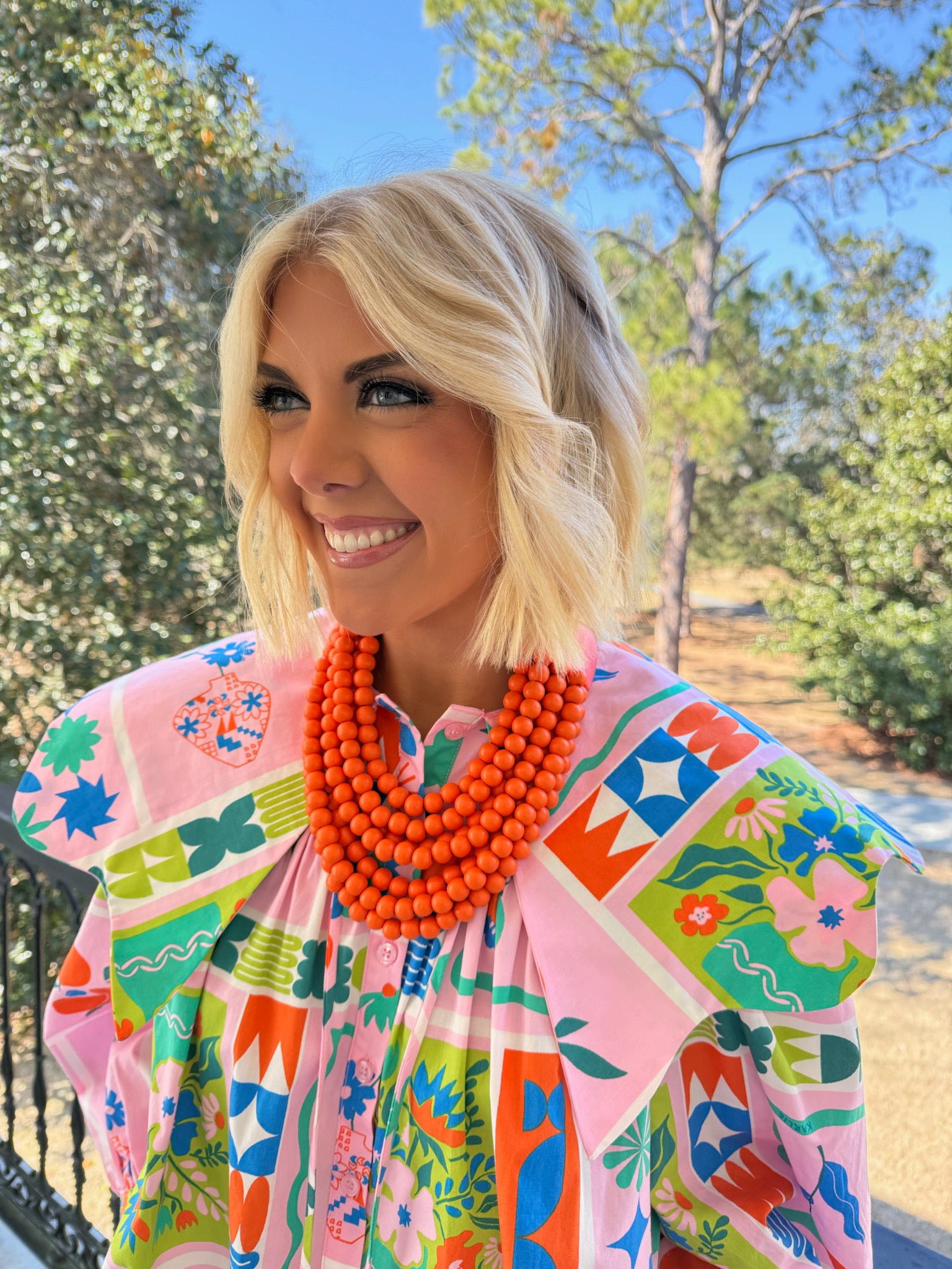 Floral Frame Collar Top