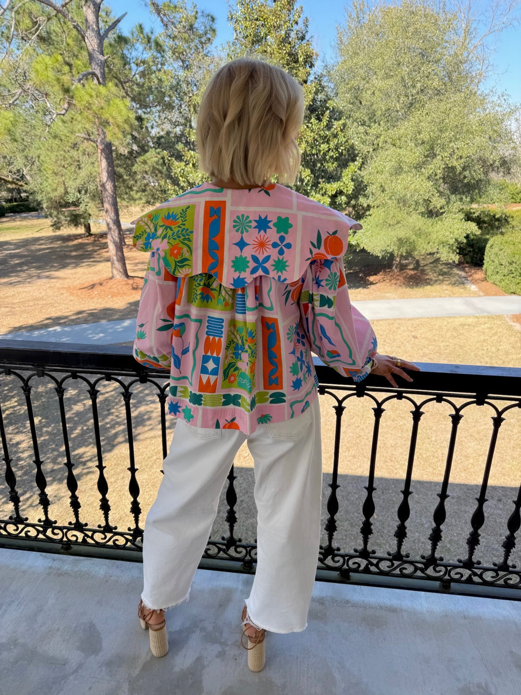 Floral Frame Collar Top