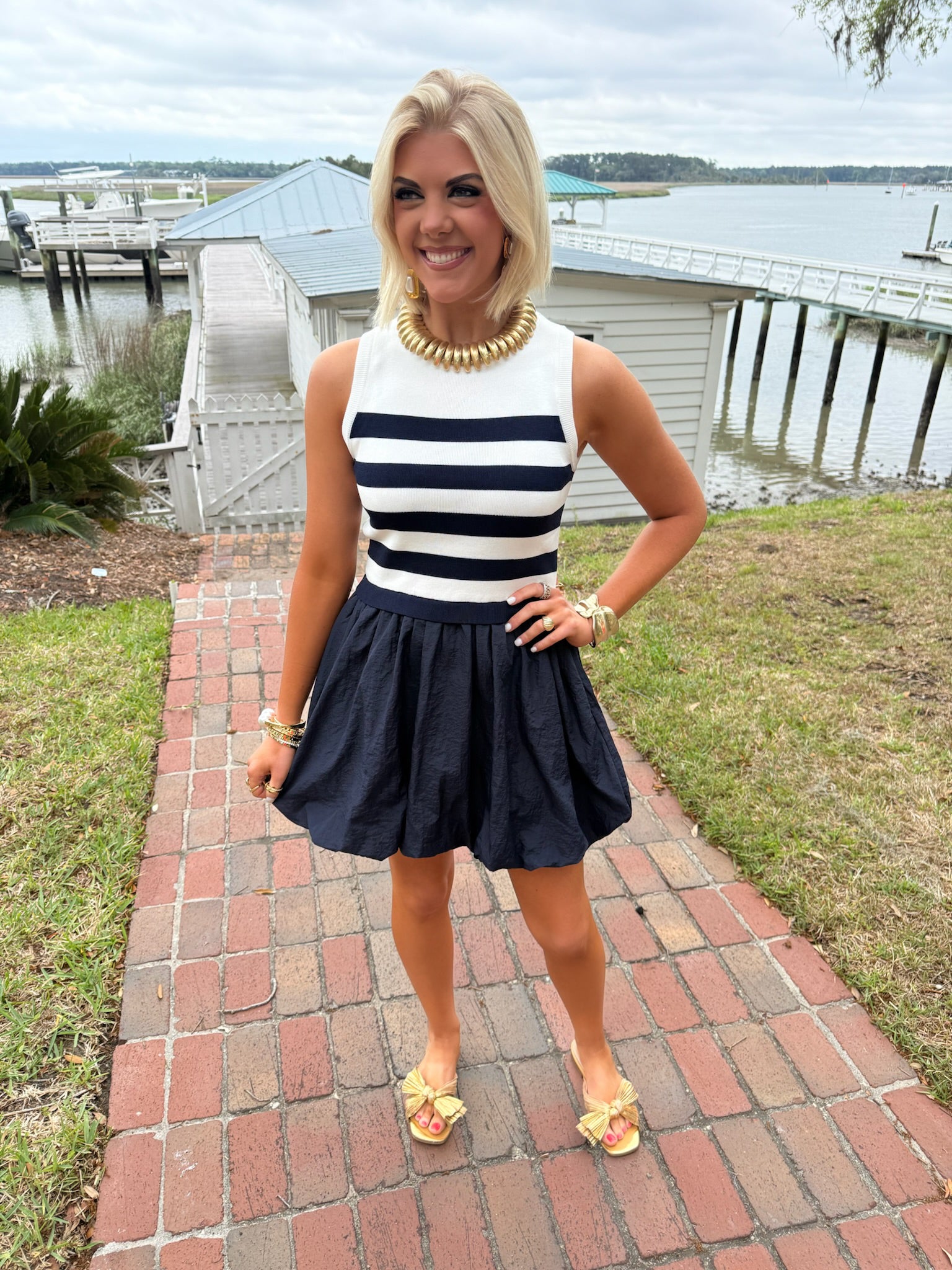 Patrick Navy Bubble Dress