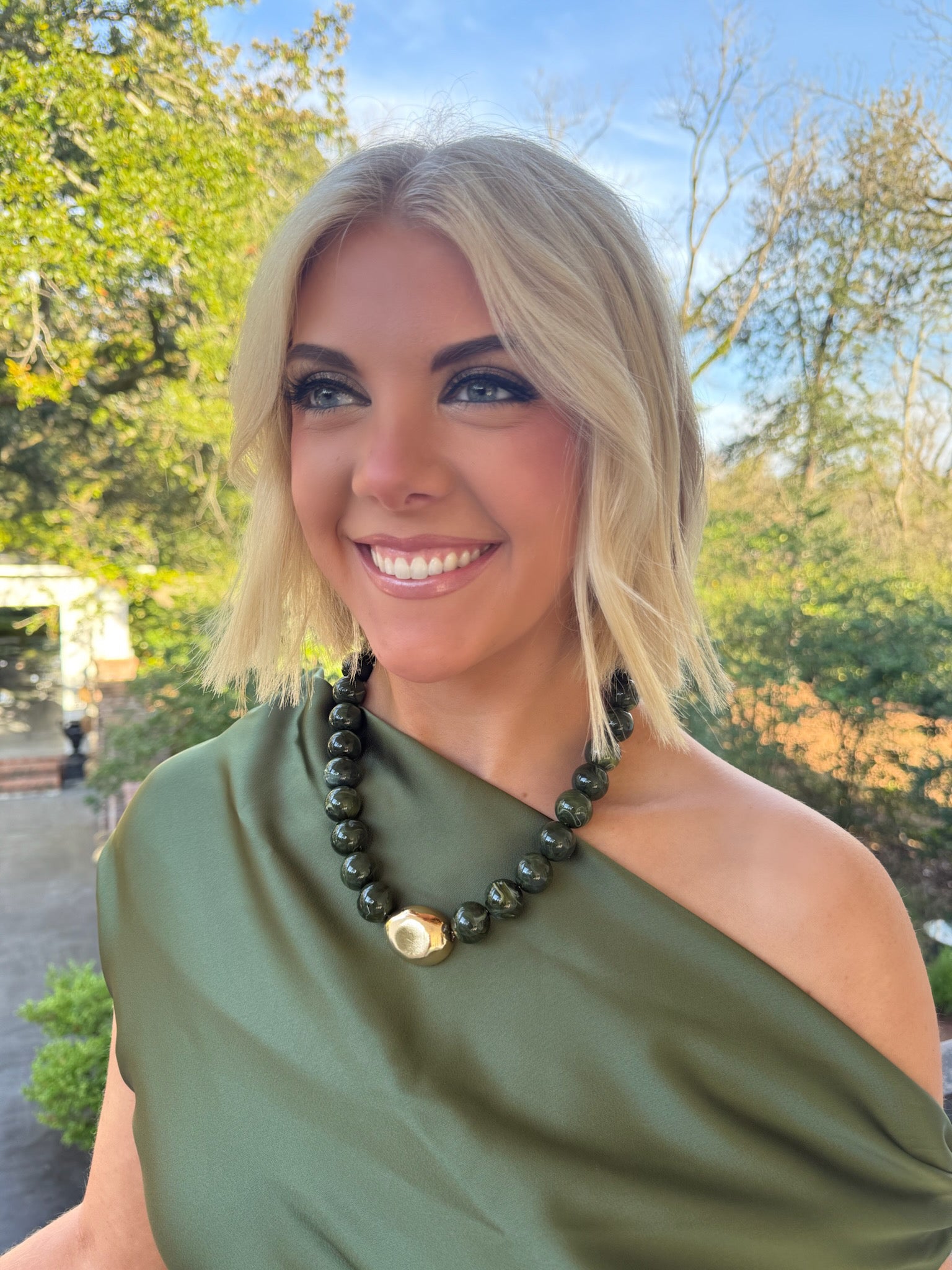 Brice Marble Necklace - Dark Green