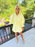 Dolly Puff Sleeve Poplin Dress - Light Yellow