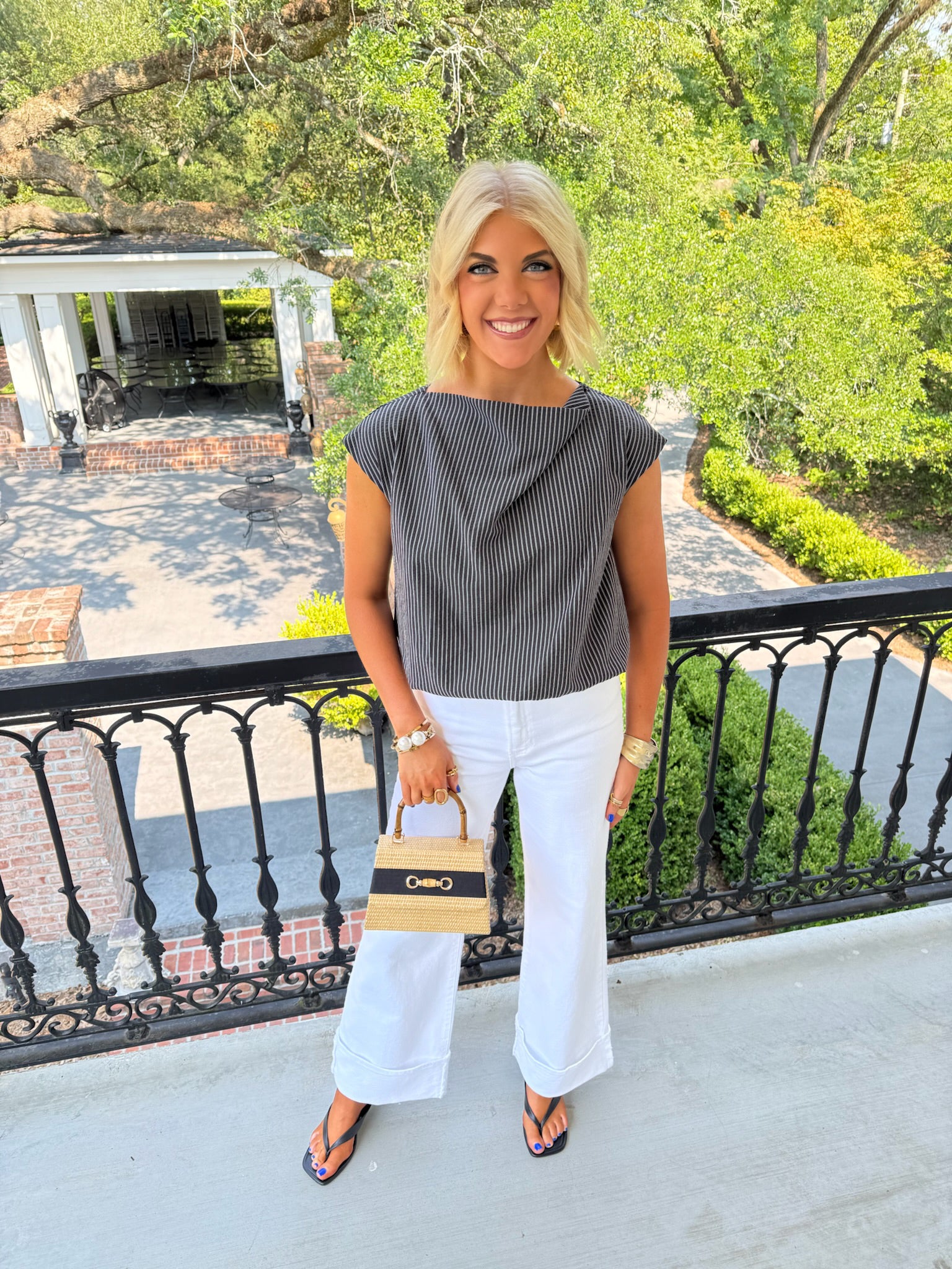 Thomas Pinstripe Top - Black & White