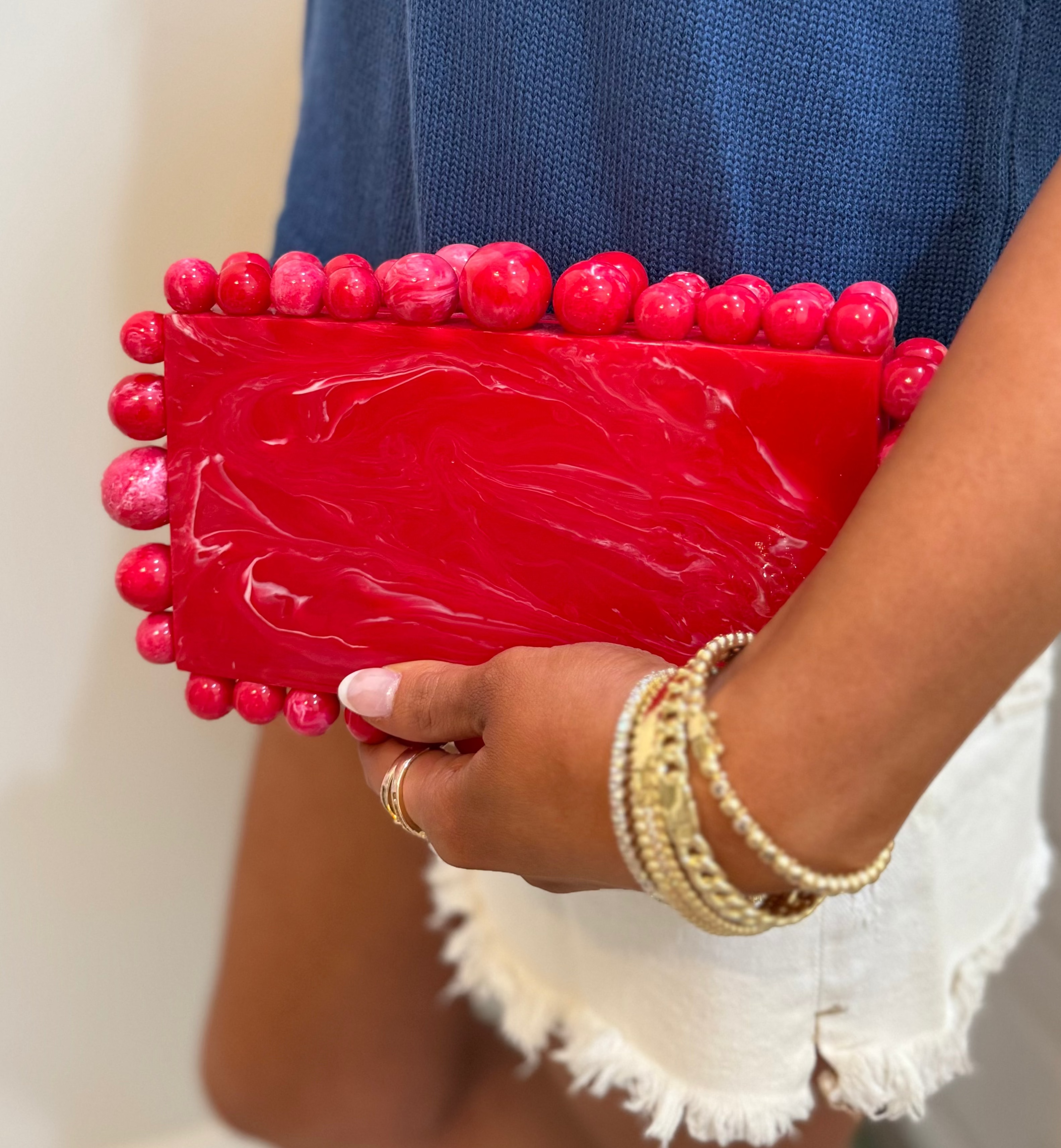 Penelope Luxe Clutch -  Cherry