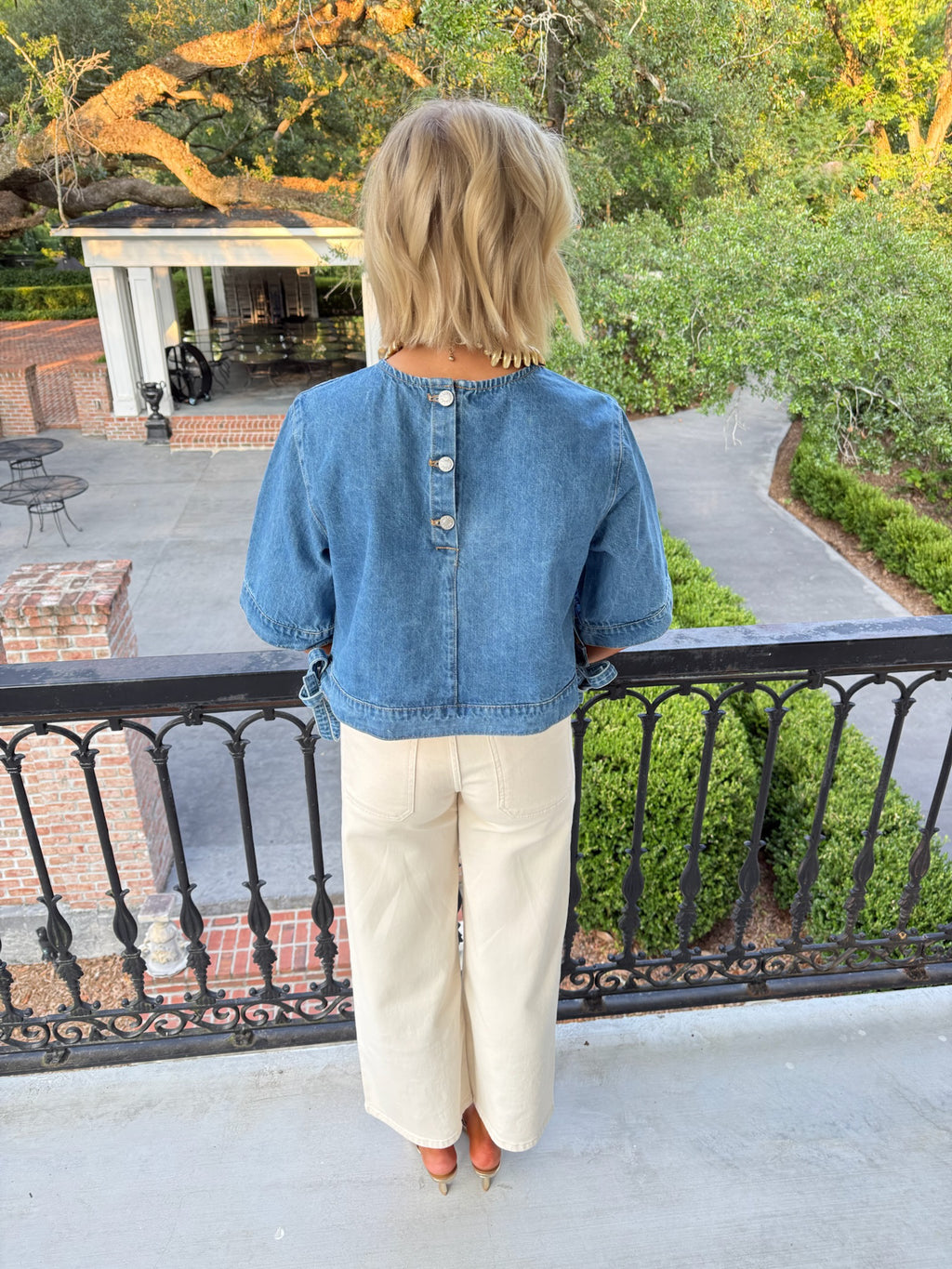 Devan Denim Tie Top