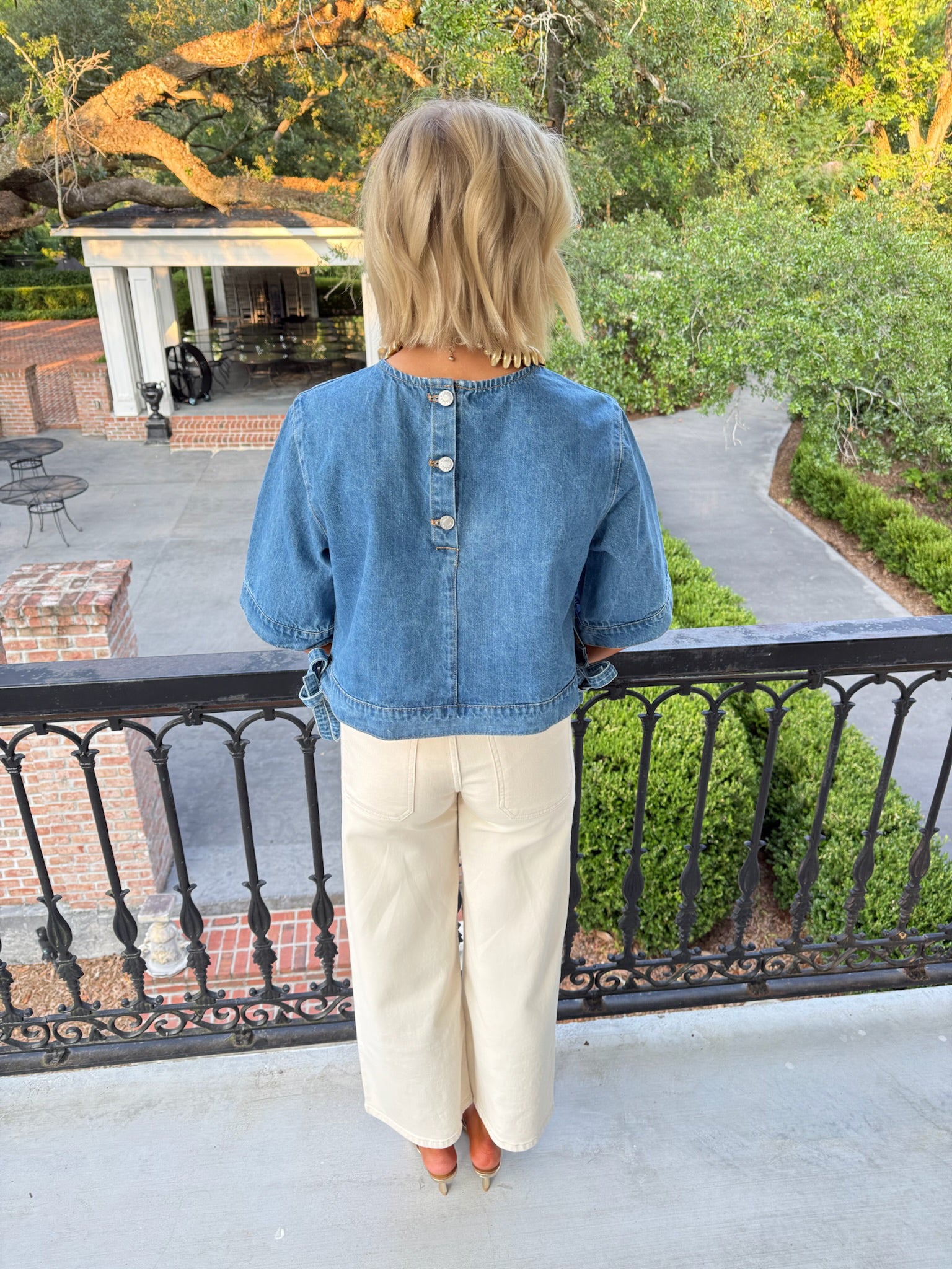 Devan Denim Tie Top