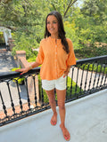 August Short Sleeve Cardigan - Orange