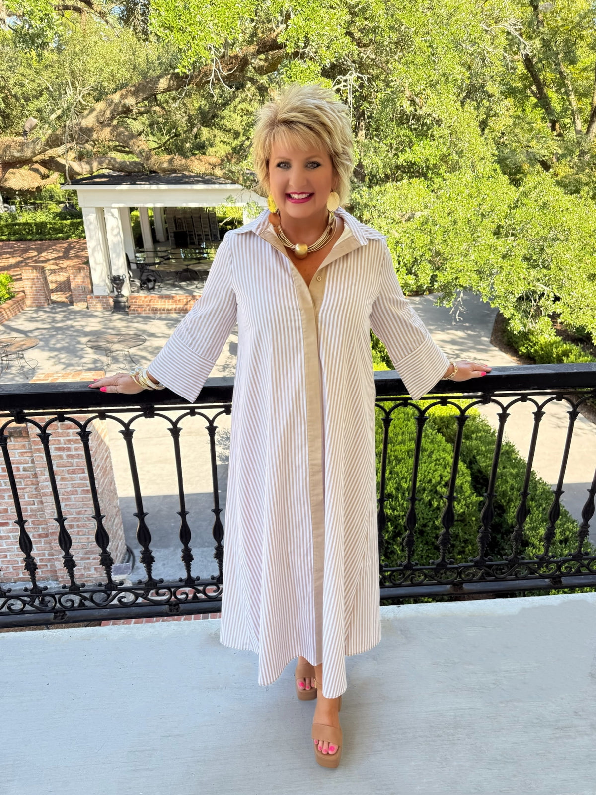 Miller Striped Maxi - Tan & White