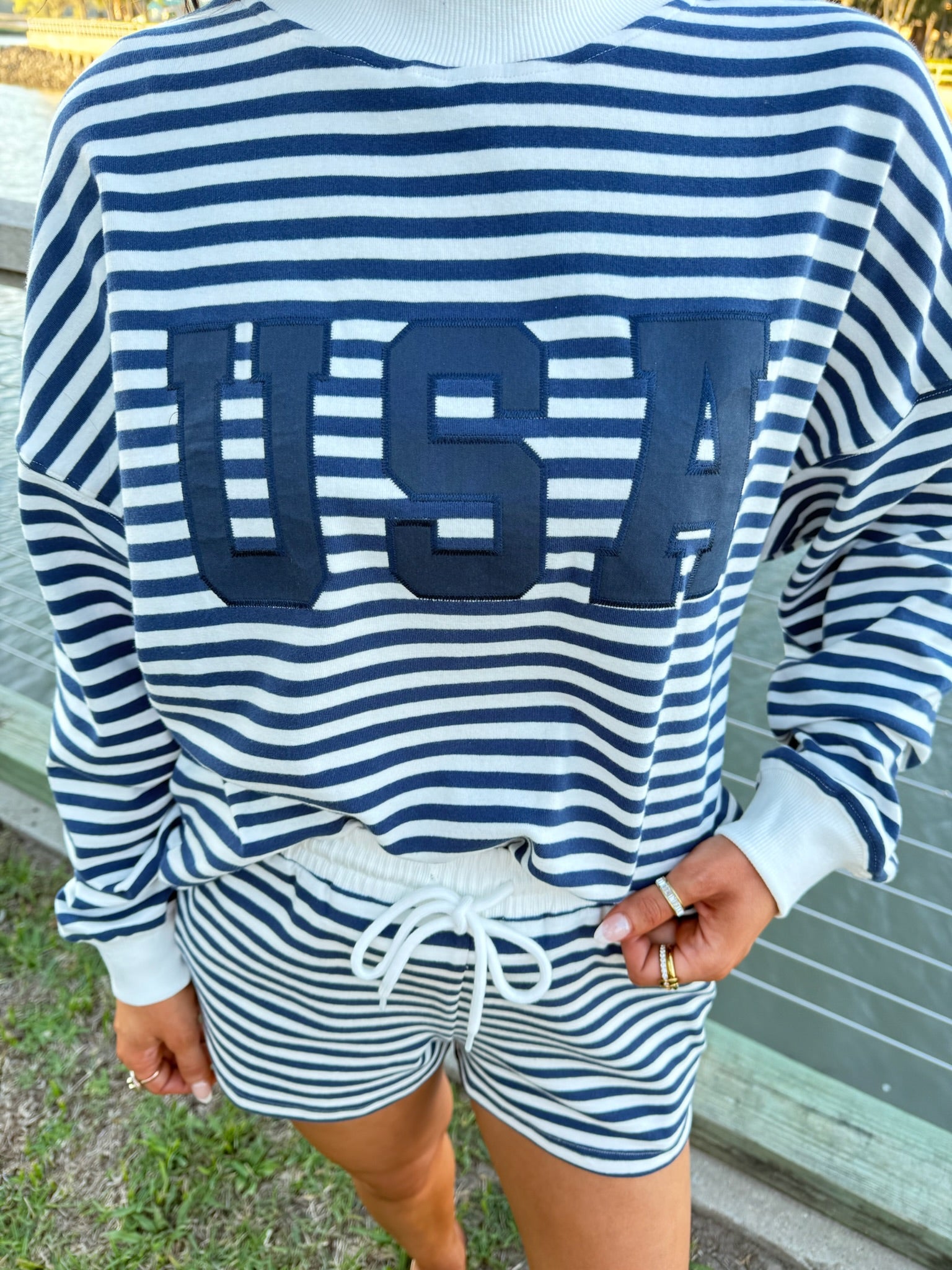 USA Stripe Mockneck Set