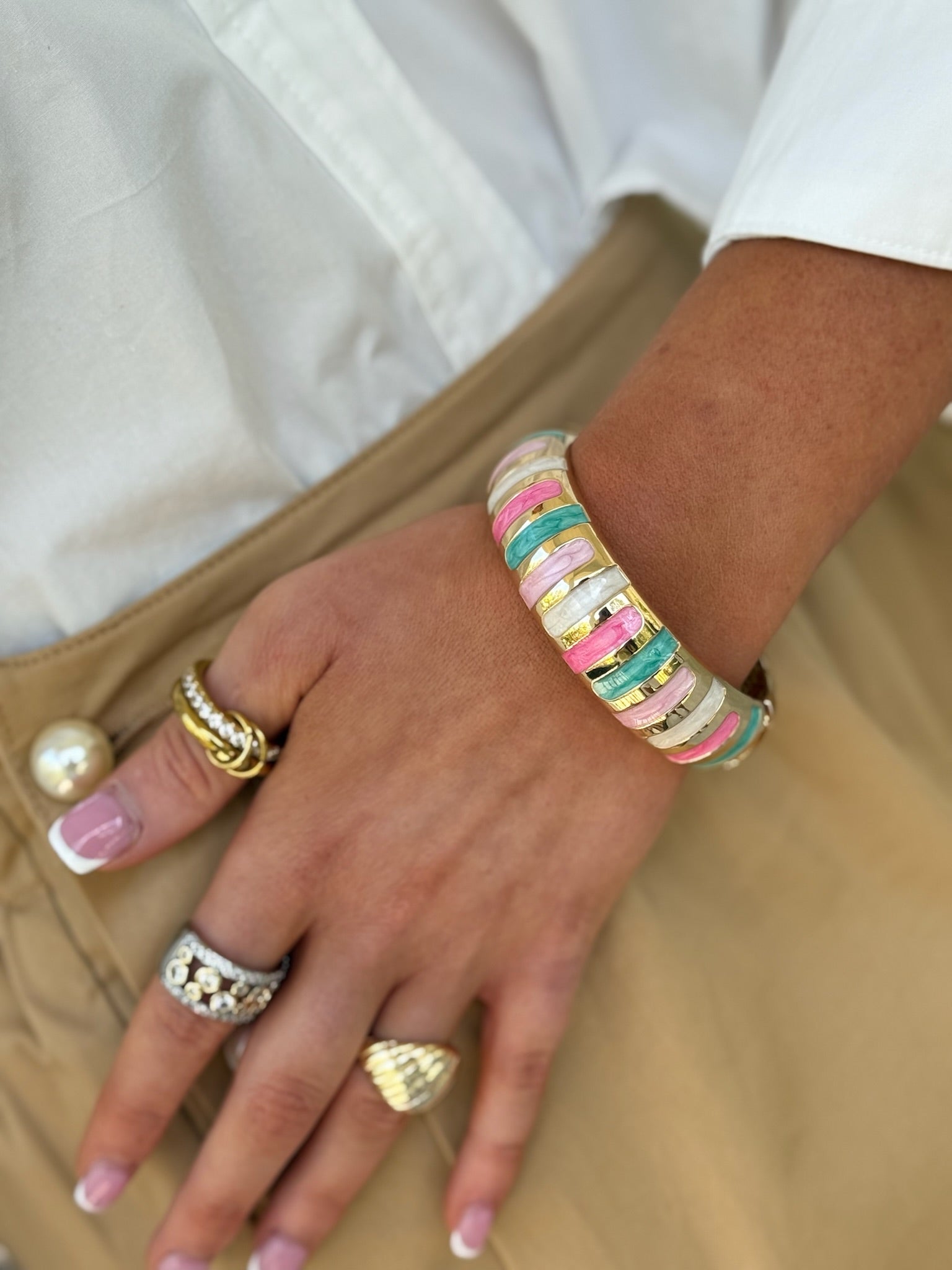 SJ Round Bracelet - Cotton Candy Striped