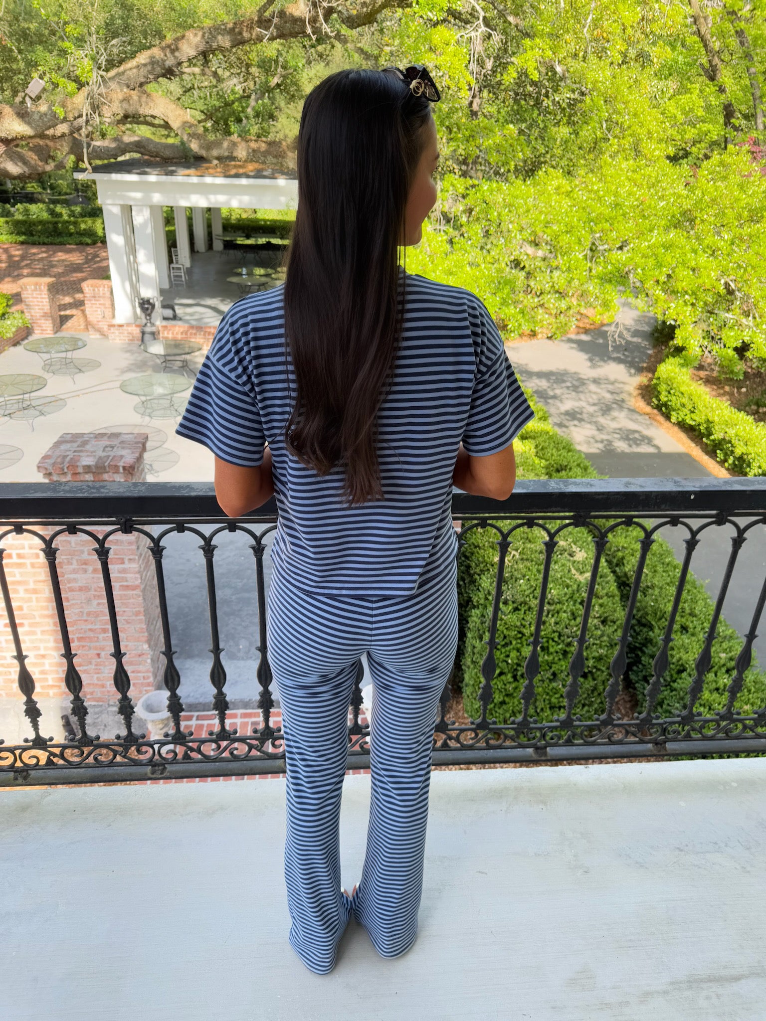 Alice Stripe Pant Set - Blue & Navy