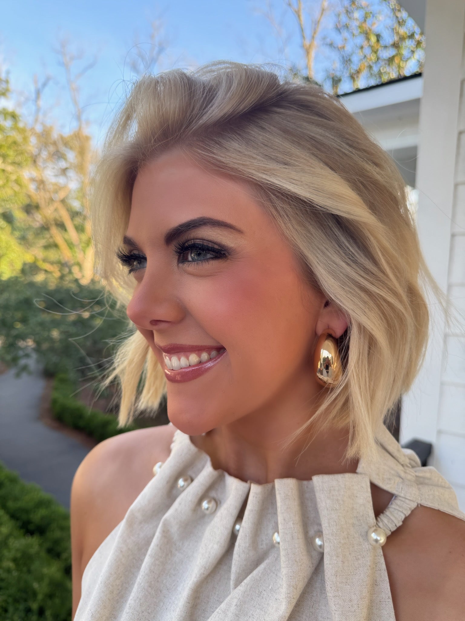 Fallon Stud Hoop - Gold