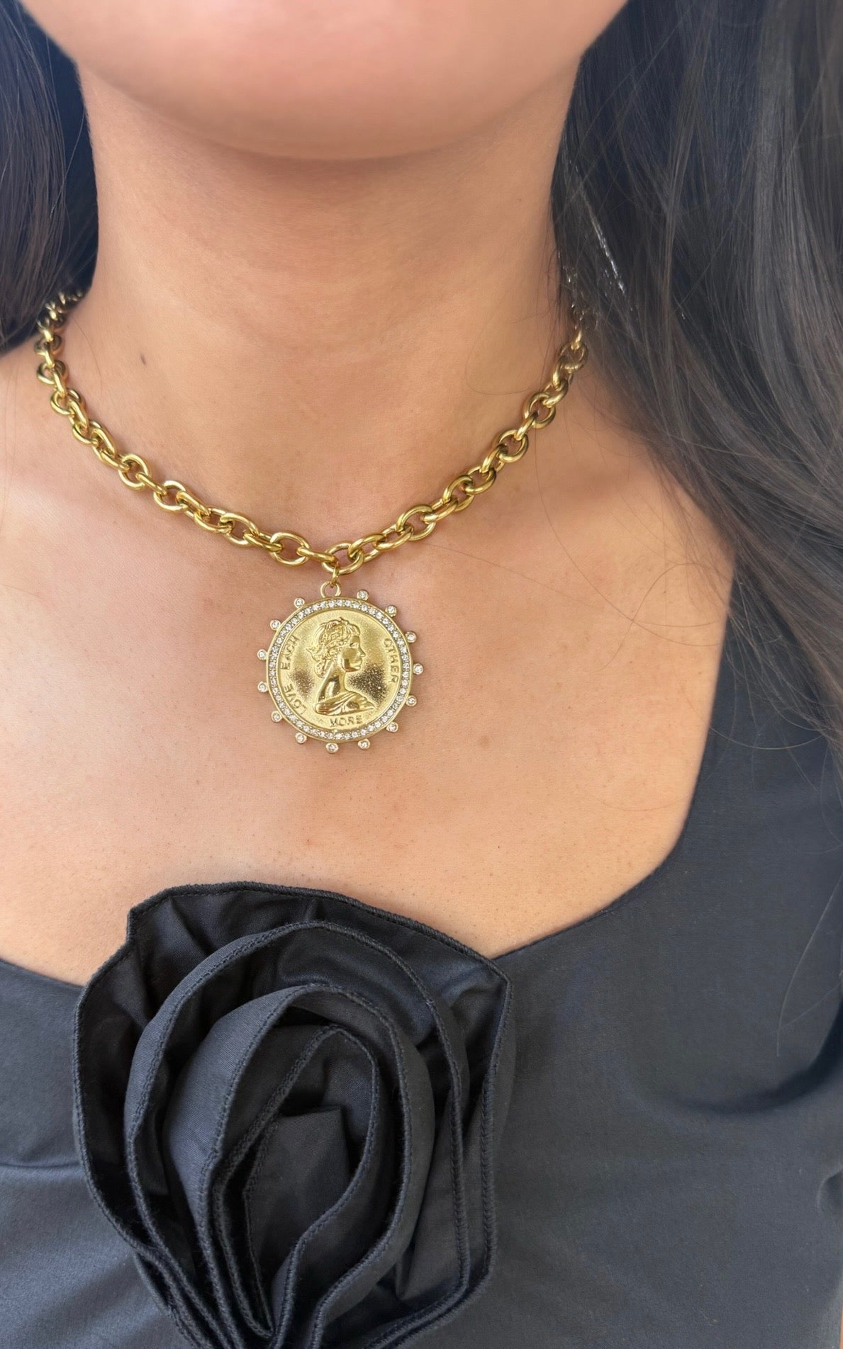 Love Coin Necklace - Gold