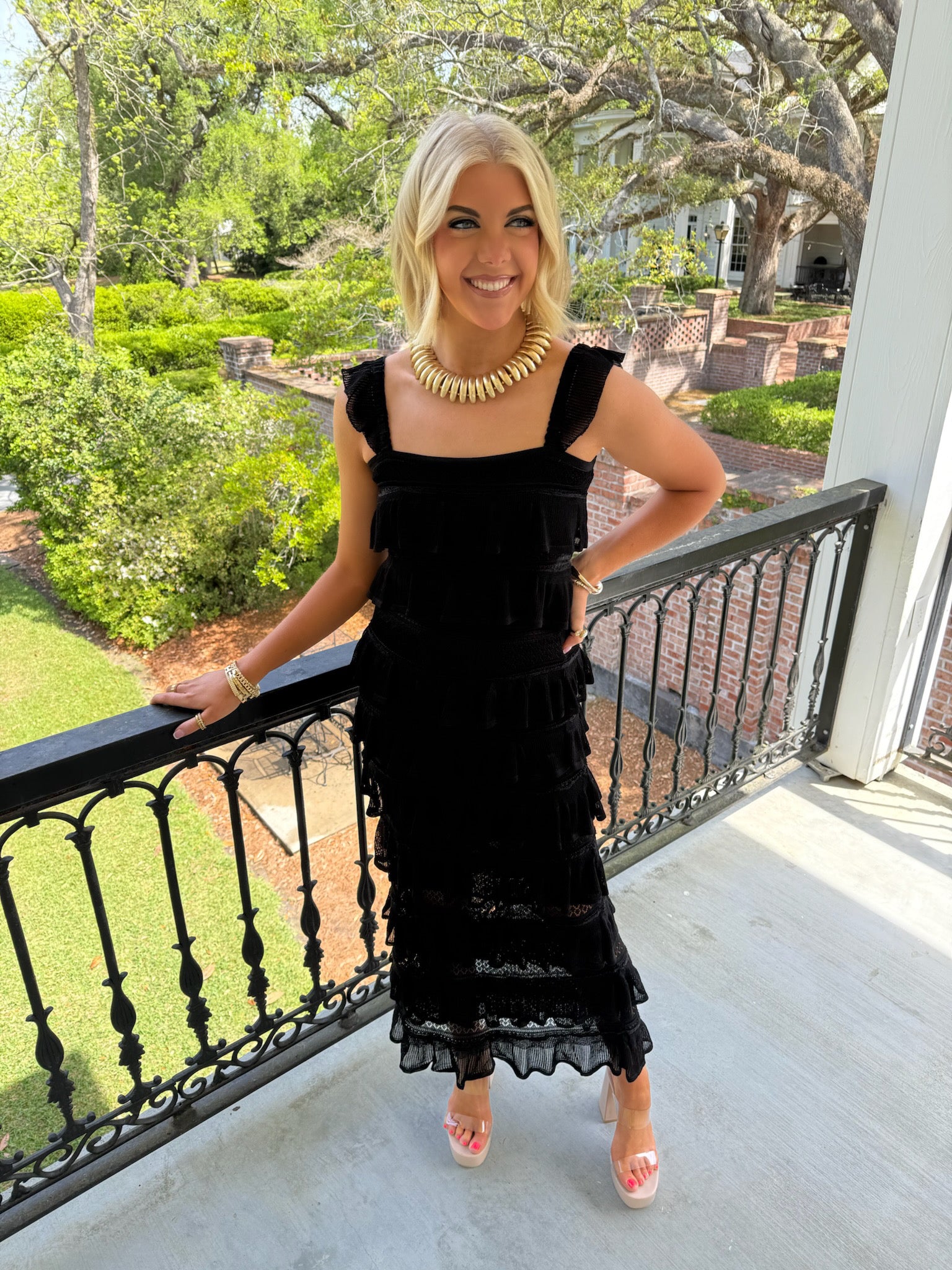 Vince Black Tiered Skirt Set