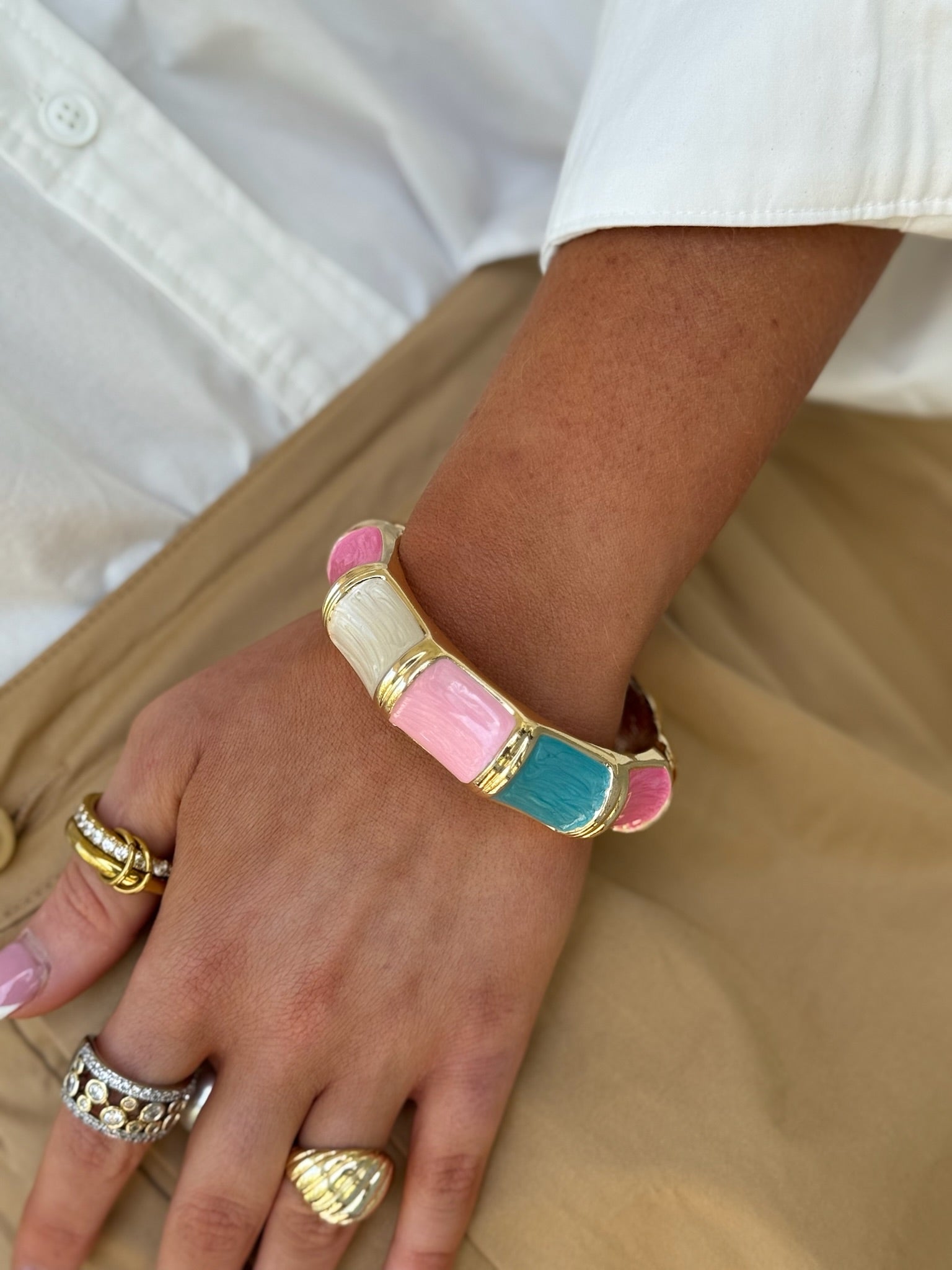 Colby Textured Bracelet - Pink & Blue