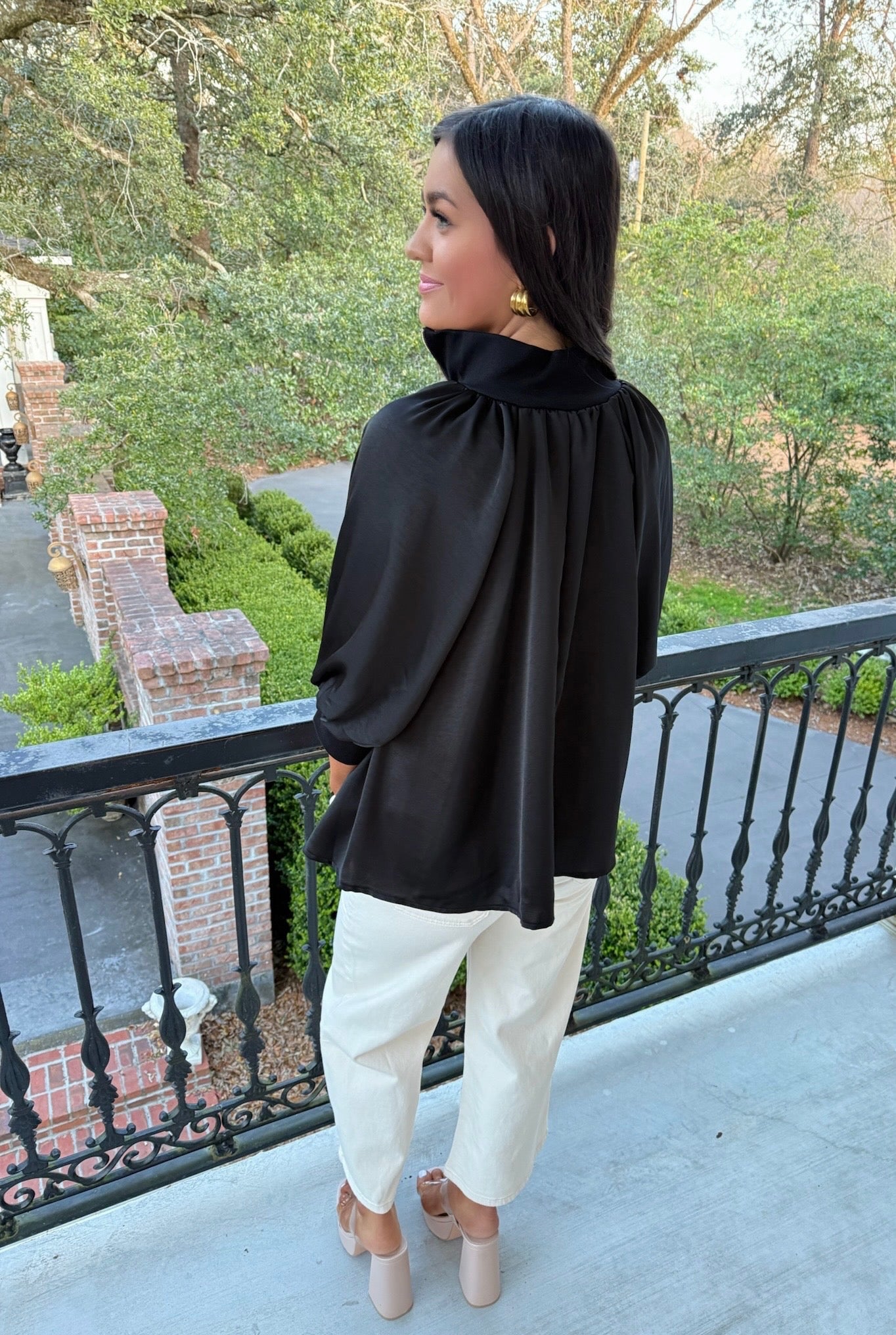 Genevieve Top - Black Satin