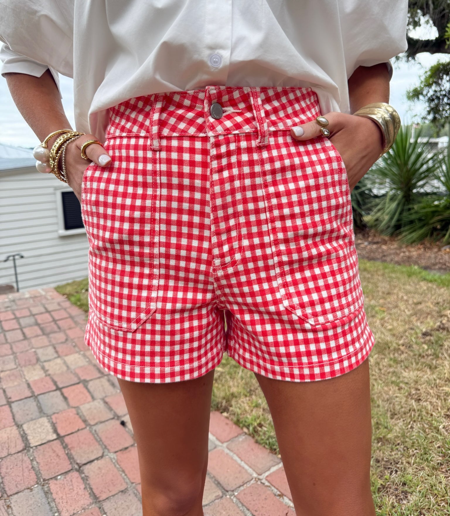 Rosie Gingham Shorts - Red