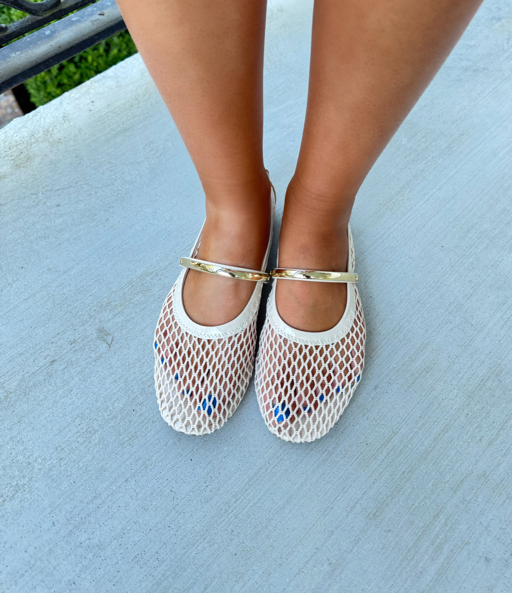 Daphne Mesh Flats - Bone