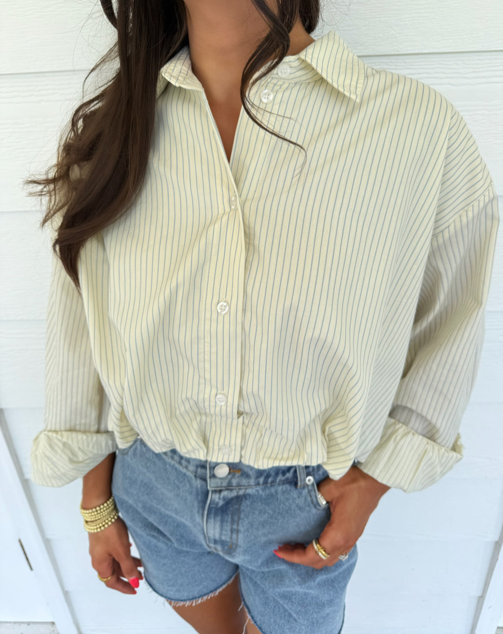 Lorenze Pinstripe Button Down - Yellow